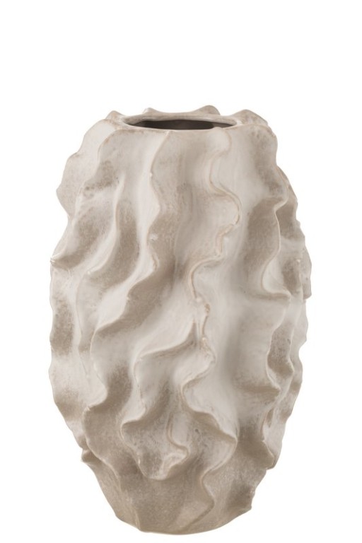 J -Line Vase Abstract Waves - Clay - Beige - Large - 48 cm high