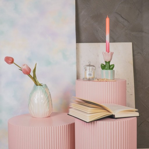 Vase- Tulip Head- Stoneware- Mint- 14x14x19cm