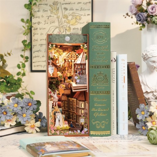 DIY Book Nook Bookend Shakespear's Fresh Including Dust cover, Tone-Cheer, TQ129, 18 x 9.8 x 24.5 cm4