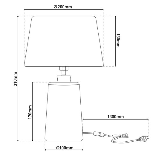 Ceramic table lamp "Talia", table lamp made of ceramic, beige/gray, with E14 socket, for dining room, living room, hallway or office, 31 cm high