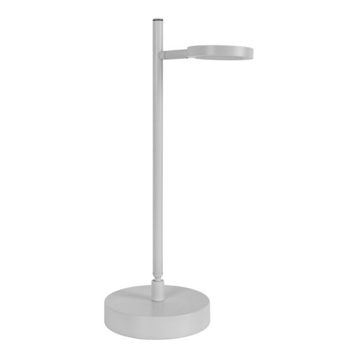 LED cordless table light "Lupa", 45 cm high, made of lacquered aluminum (white) and white plastic, LED integrated, dimmable, touch sensor.