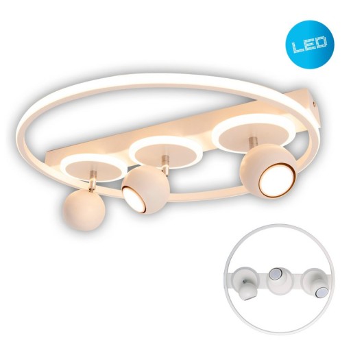 3 SPOT LED ceiling lamp "Ronda" Ø 50cm, made of metal and plastic, white, GU10, spots inside