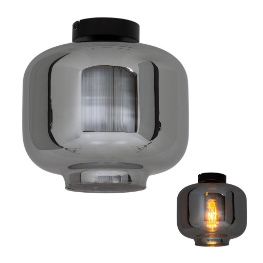 Plafondlamp "vaso", retro, plafondlamp, metaal en rookglas in antraciet, E27 -aansluiting, voor eetkamer, woonkamer, gang of kantoor, met een Øvon 25 cm