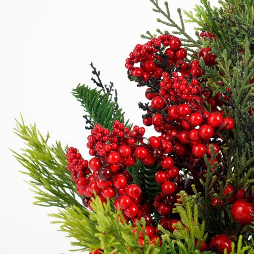 Ceder Kunstkerstboom in Pot - H45 x Ø18 cm - Rood, Groen