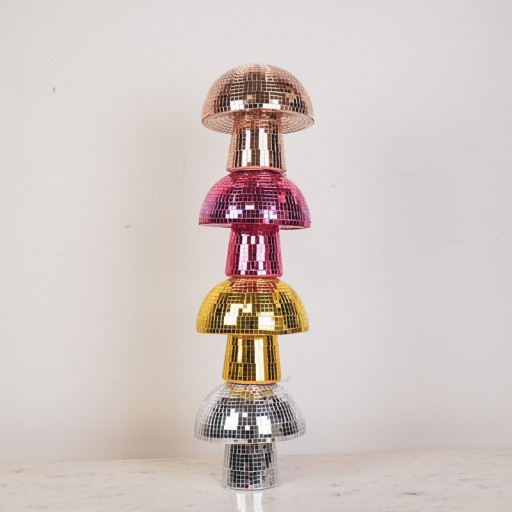 Ornament - Disco -Mushroom -Glass - Rose Gold- 14x14x14cm