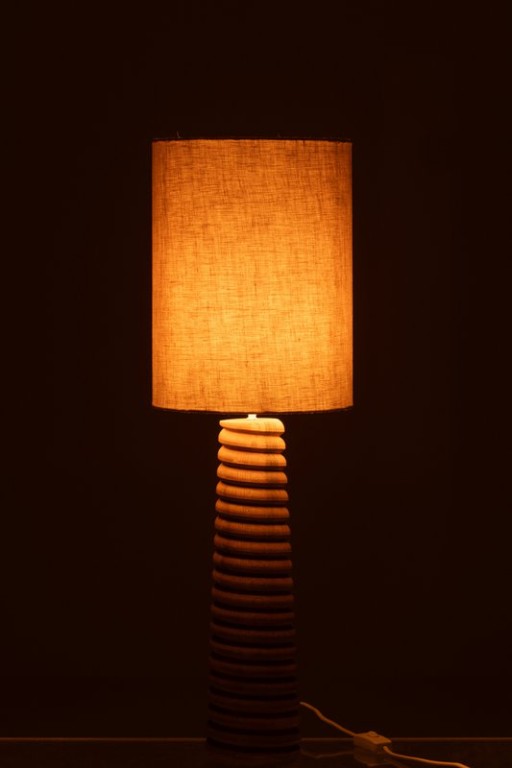 J-Line Table Lamp Screw Thread Wood Natural Gray