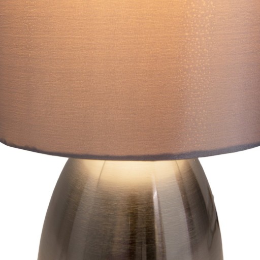 Tischleuchte "AURUM" 33 cm hoch in stahl-blank/grau, aus Metall und Textil, mit E14-Fassung, Beleuchtung für Esszimmer, Wohnzimmer, Diele oder Büro