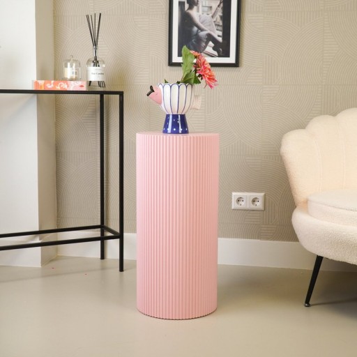 Side Table / Pillar- Cylinder - MDF - Light Pink - 30x65cm