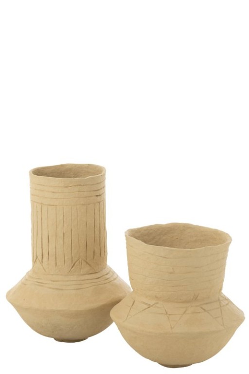 J -Line Flowerpot - Paper Maché - Natural - 60 cm high