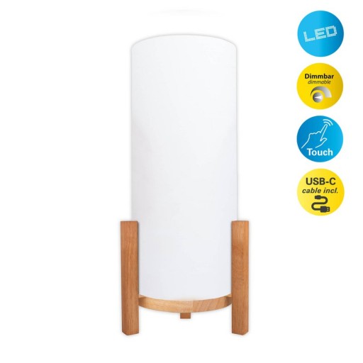 Ackitical lamp "Madita" 48 cm high, in white/nature, with integrated LED, dimmable with touch sensor