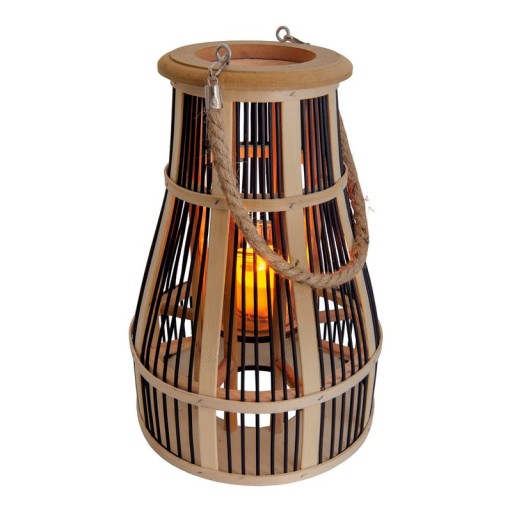 Decol light "Korbinian" including solar LED candle for garden and balcony, from rattan in nature, solar lamp height 35 cm
