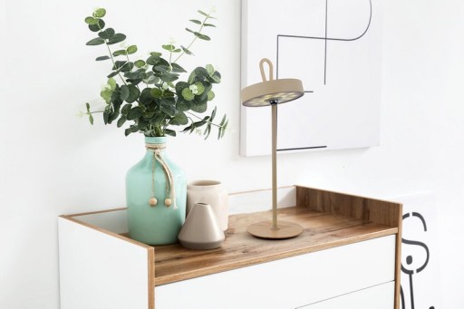 LED battery table lamp magnetic for outside and inside, made of metal and plastic in frost, 36 cm high