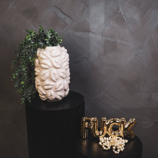 Vaas - Kusjes - Keramiek - Beige - 17x17x27cm