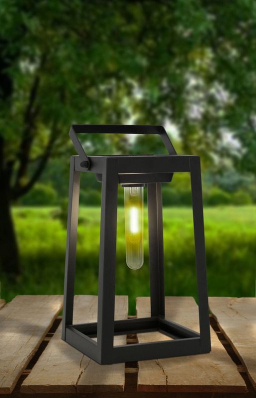 LED decorative lamp, for outside, decoration metal and plastic in black, with integrated LED