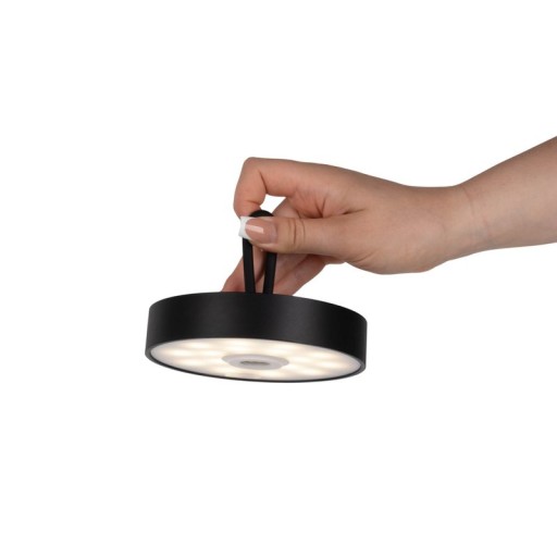 LED battery table lamp magnetic for outside and inside, made of metal and plastic in black, 36 cm high