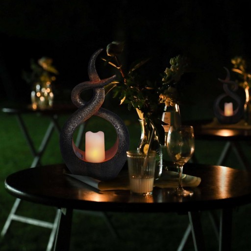 LED solar decol light "candle flame", for outside, brown plastic, integrated LED.