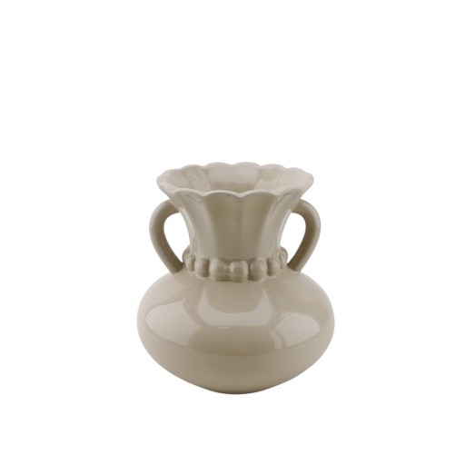 Vaas - parelhals - steengoedzand- 14x14x15cm