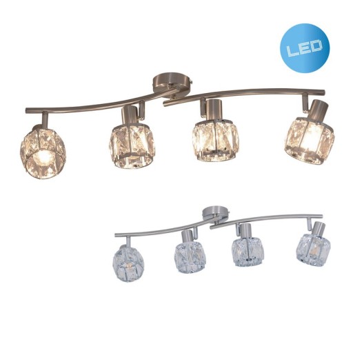 4-LED spot "Josefa" with E14 version Filament, metal ceiling lamp and glass in stainless steel look, with E14 version Filament Lamps Included, lamp for living room, dining room, hallway or hallway 70 x 8 cm