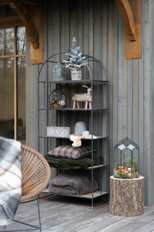 J-Line Rack Round - metal/wood - brown