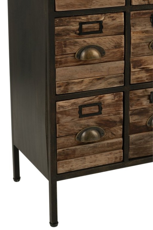 J-Line Cabinet 16 Sliding Wood/Metal Brown