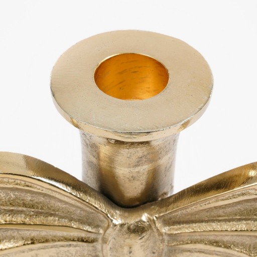 Kandelaar met Strik - L11 x B8 x H20 cm - Aluminium - Goud