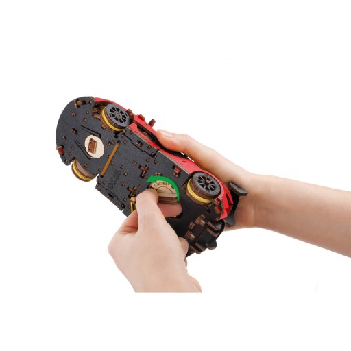 Eco Wood Art (EWA) DIY 3D Mechanical Model Racing Car Red, 4073, 21x9,5x5,7cm