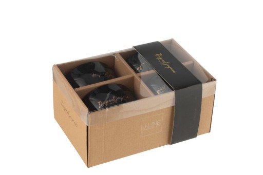 J-Line Départ Joyeux bowl - porcelain - black/gold - S - 4x