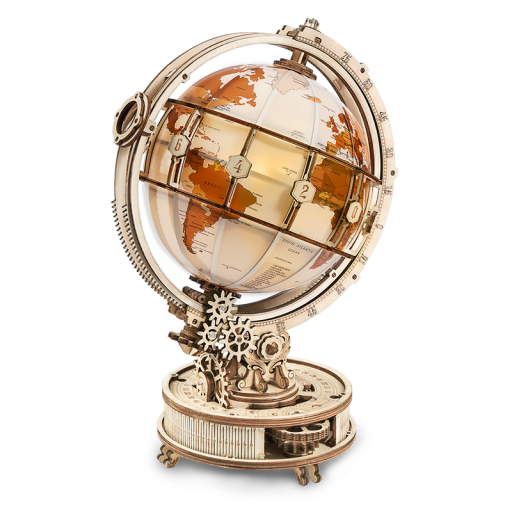 Wooden Puzzle 3D Globe incl. lighting, Robotime, ST003, 16.7x20.3x29.3cm