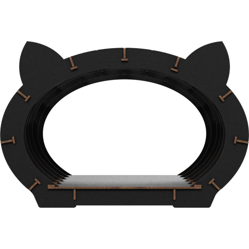 Eco Wood Art (EWA) 3D Bouwpakket Houten Huisje Zwart voor uw Kat met Wit Pluche Vachtje, 1737, 48x36,2x45,6cm