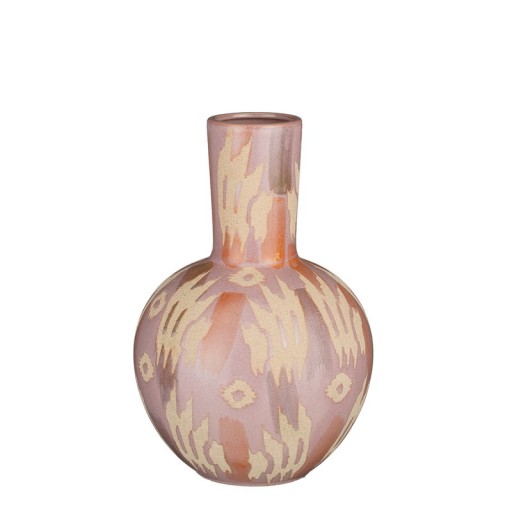 Javi Vase - H28 x Ø42 cm - Ceramic - Pink, Beige