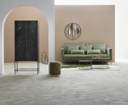 Rens Black Wooden Cabinet Metal Frame 2 Doors KD