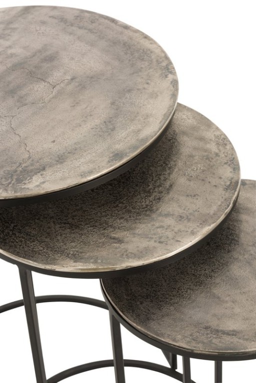 J-Line side table Round - aluminum - black/grey