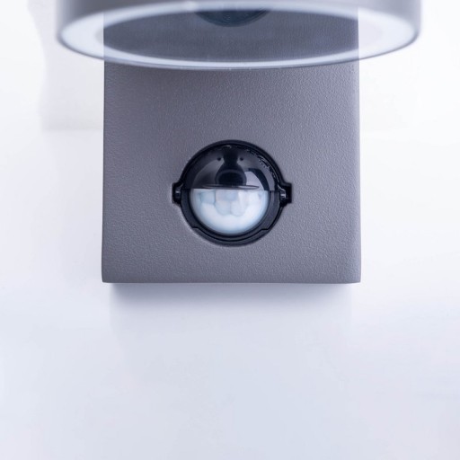 Outside wall lamp "Romb" with motion detector, anthracite -colored aluminum, timer, changeable lamp, 7 x 12.5 x 16.4 cm