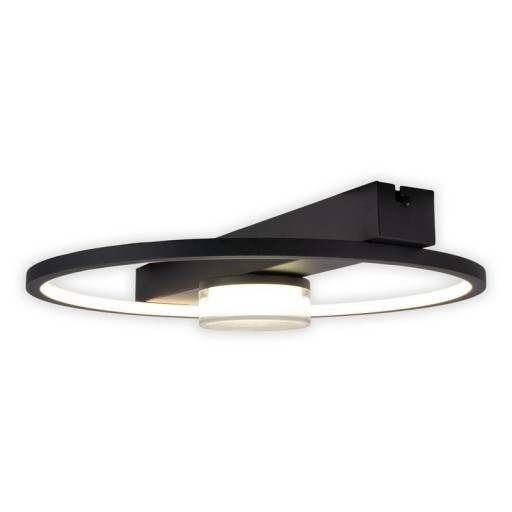 LED ceiling light "Cimo" made of black metal and plastic, 40 cm long, dimmable by wall switch