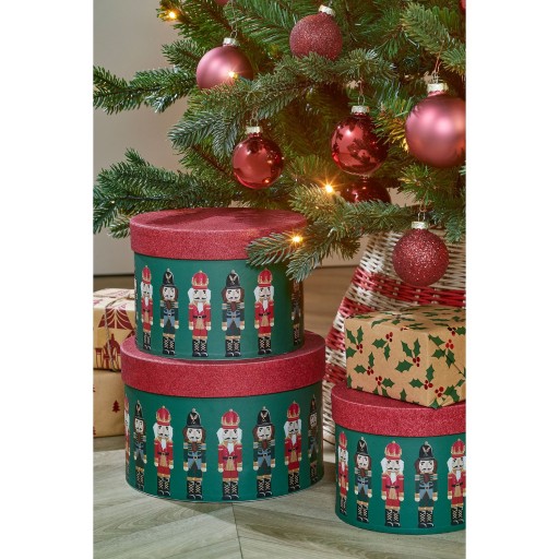 Opbergdoos Notenkraker - Set van 3 - H14 x Ø21 cm - FSC Mix - Papier - Groen