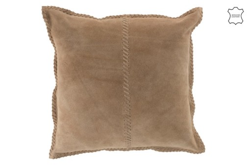 J-Line cushion stitching - leather - 45 x 45 cm - beige