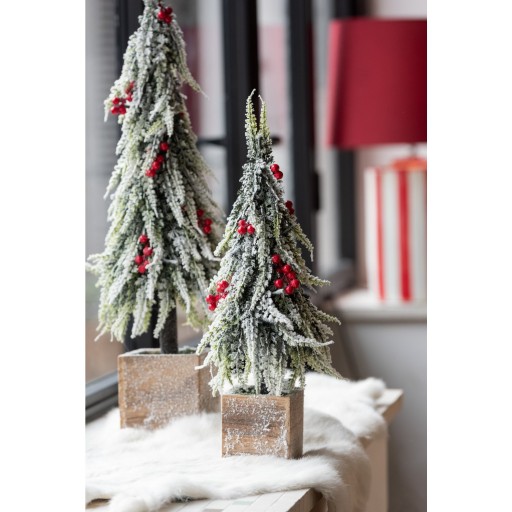 J-Line Kerstboom+Led Kunststof Sneeuw Groen/Rood Medium