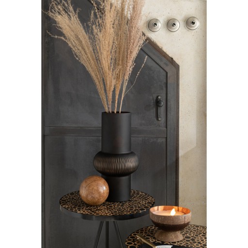 J-Line vaas Streep Bal - glas - bruin - small - 35 cm hoog