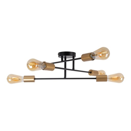 Ceiling light "Modo" 6-flame made of metal in black, versions gold, E27 socket, ceiling lamp for living room, dining room, kitchen, hallway, hallway or office with a Øvon 54.5 cm