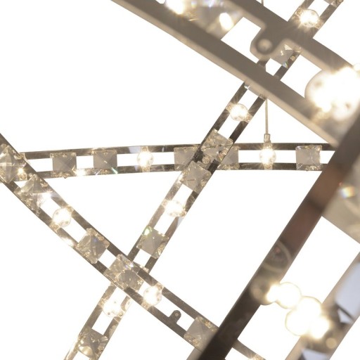 LED pendant lamp "Cosmos" metal and plastic in chrome, Ø60 cm, with firmly built -in LEDs, lighting for living room, dining room or office.