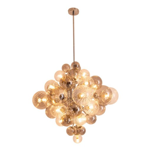 Pendelleuchte "SPHERE" Ø 75cm, au s Metall und Glas mit verschiedenen Strukturen, Beleuchtung für Wohnzimmer, Esszimmer oder Büro.