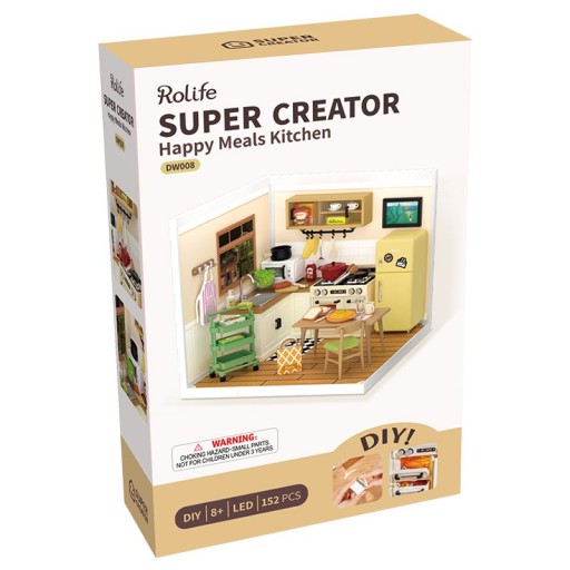 DIY Huisje Super Creator Happy Meals Kitchen, Robotime, DW008, 16,3x16,3x15,2cm