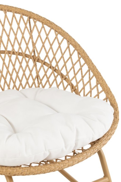 J-Line rocking chair + cushion Zayo - metal/wicker - beige