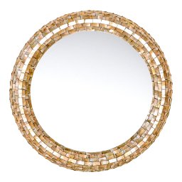 Chelsae Cream Poly Round Shell Mirror Large