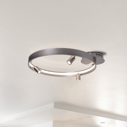 LED Deckenleuchte "TRISTAN", moderne Deckenlampe aus Metall und Kunststoff in Stahl-blank, die LEDs sind fest verbaut. Mit ca. 58 cm Ødie ideale Beleuchtung für Wohnzimmer, Esszimmer oder Küche.