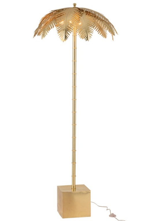 J-Line Lamp Standing Coconut Leaves - metal - gold