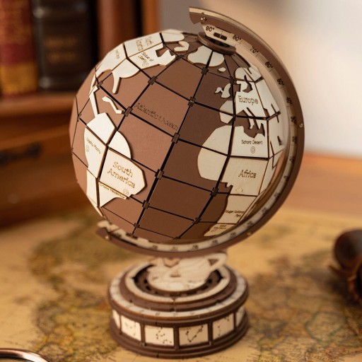 Robotime, 3D Houten Puzzel Globe Wonders, TGM01, 16,2x14,6x23,4cm