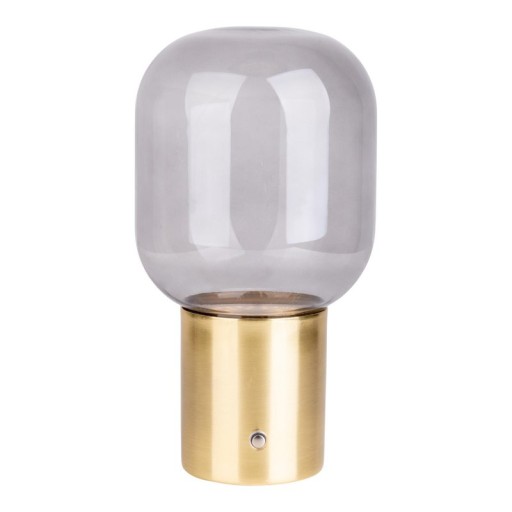 Akku-Tischleuchte "ALBERO" Deko-Tischleuchte aus messingfarbenem Metall und Glas mit fest verbauten LEDs, dimmbar mit Berührungssensor, 25 cm hoch