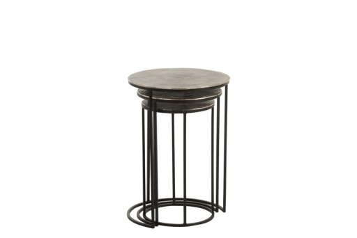J-Line side table Round - aluminum - black/grey
