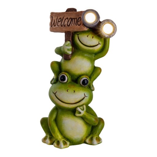 LED Solarleuchte "Frosch" für Terrasse und Garten, aus grünem Kunststoff mit fest verbauten LEDs, Deko Lampe für Außen ca. 45 cm hoch